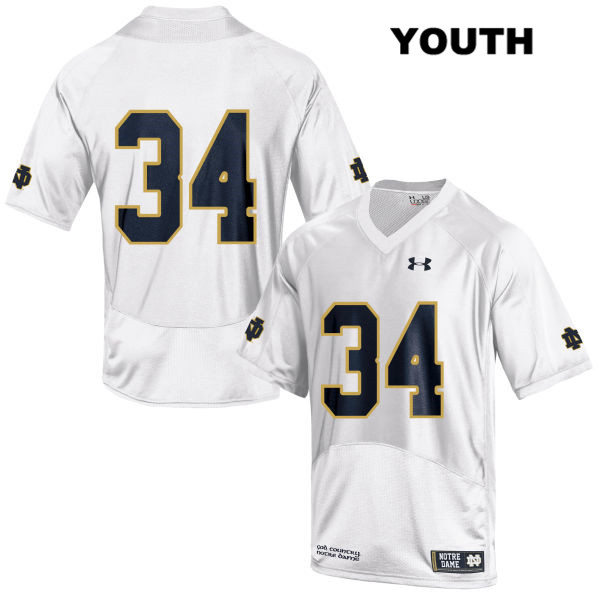 Youth NCAA Notre Dame Fighting Irish #34 Jahmir Smith Stitched College Under Armour Authentic White No Name Football Jersey EZ10B42UY